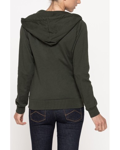 FELPA BASICA CON ZIP E CAPPUCCIO IN TESSUTO FELPATO