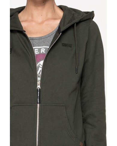 FELPA BASICA CON ZIP E CAPPUCCIO IN TESSUTO FELPATO