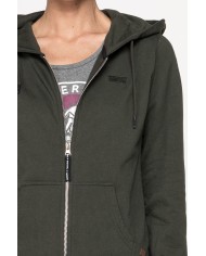 FELPA BASICA CON ZIP E CAPPUCCIO IN TESSUTO FELPATO