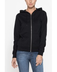 FELPA BASICA CON ZIP E CAPPUCCIO IN TESSUTO FELPATO