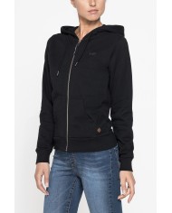 FELPA BASICA CON ZIP E CAPPUCCIO IN TESSUTO FELPATO