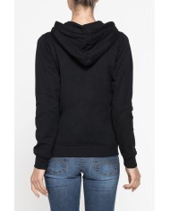 FELPA BASICA CON ZIP E CAPPUCCIO IN TESSUTO FELPATO