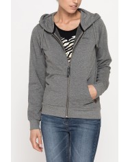 FELPA BASICA CON ZIP E CAPPUCCIO IN TESSUTO FELPATO