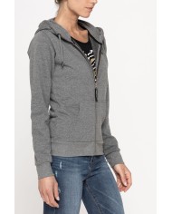 FELPA BASICA CON ZIP E CAPPUCCIO IN TESSUTO FELPATO