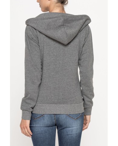 FELPA BASICA CON ZIP E CAPPUCCIO IN TESSUTO FELPATO