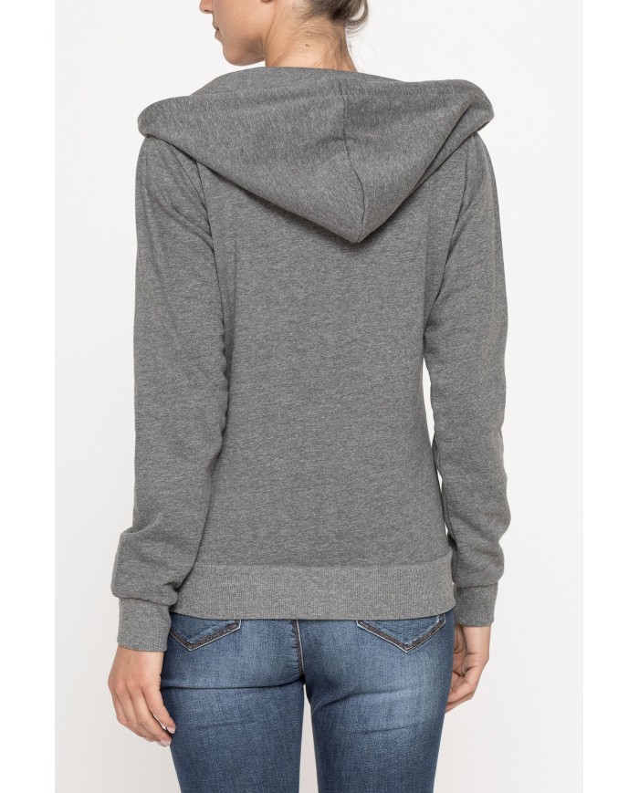 FELPA BASICA CON ZIP E CAPPUCCIO IN TESSUTO FELPATO