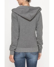 FELPA BASICA CON ZIP E CAPPUCCIO IN TESSUTO FELPATO