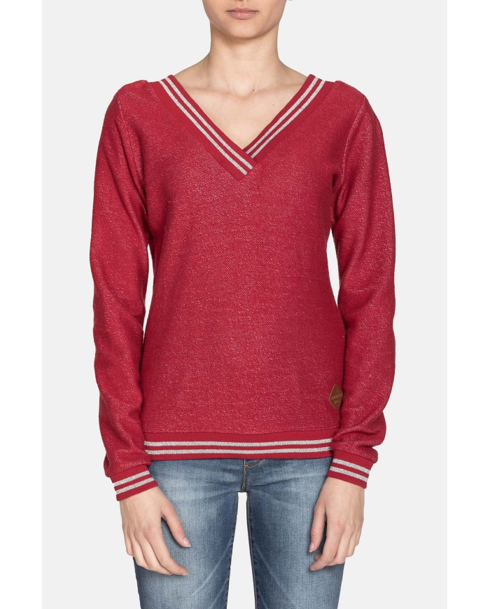 FELPA SCOLLO A V IN COTONE. Vestibilità regolare.