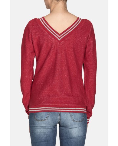 FELPA SCOLLO A V IN COTONE. Vestibilità regolare.