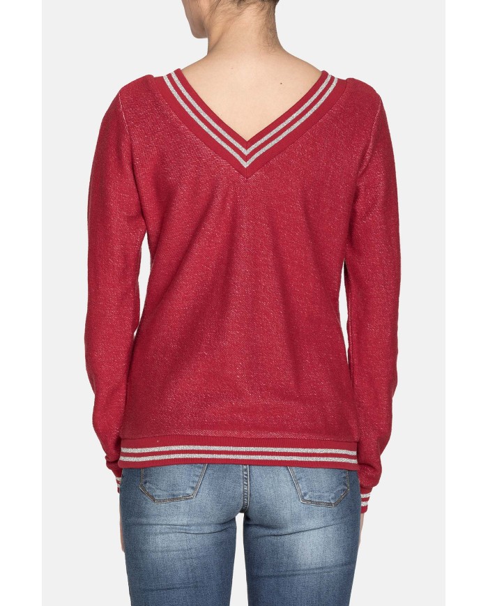 FELPA SCOLLO A V IN COTONE. Vestibilità regolare.