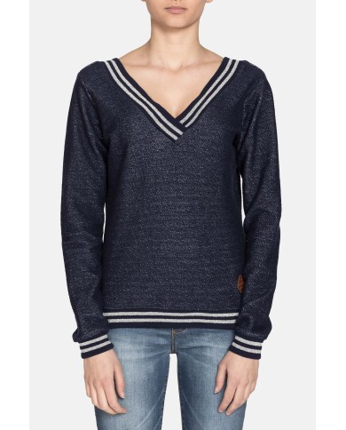 FELPA SCOLLO A V IN COTONE. Vestibilità regolare.