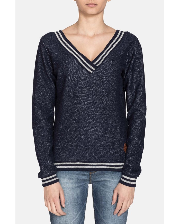 FELPA SCOLLO A V IN COTONE. Vestibilità regolare.