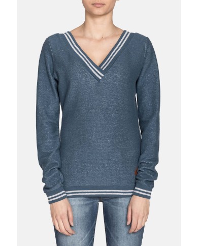 FELPA SCOLLO A V IN COTONE. Vestibilità regolare.