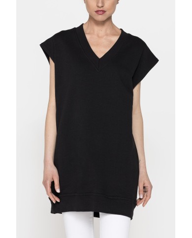 FELPA LUNGA SCOLLO V IN FRENCH TERRY DI COTONE