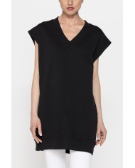 FELPA LUNGA SCOLLO V IN FRENCH TERRY DI COTONE