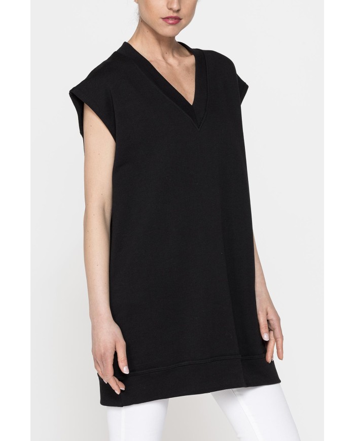 FELPA LUNGA SCOLLO V IN FRENCH TERRY DI COTONE