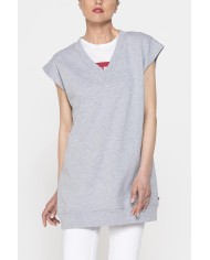 FELPA LUNGA SCOLLO V IN FRENCH TERRY DI COTONE