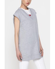 FELPA LUNGA SCOLLO V IN FRENCH TERRY DI COTONE