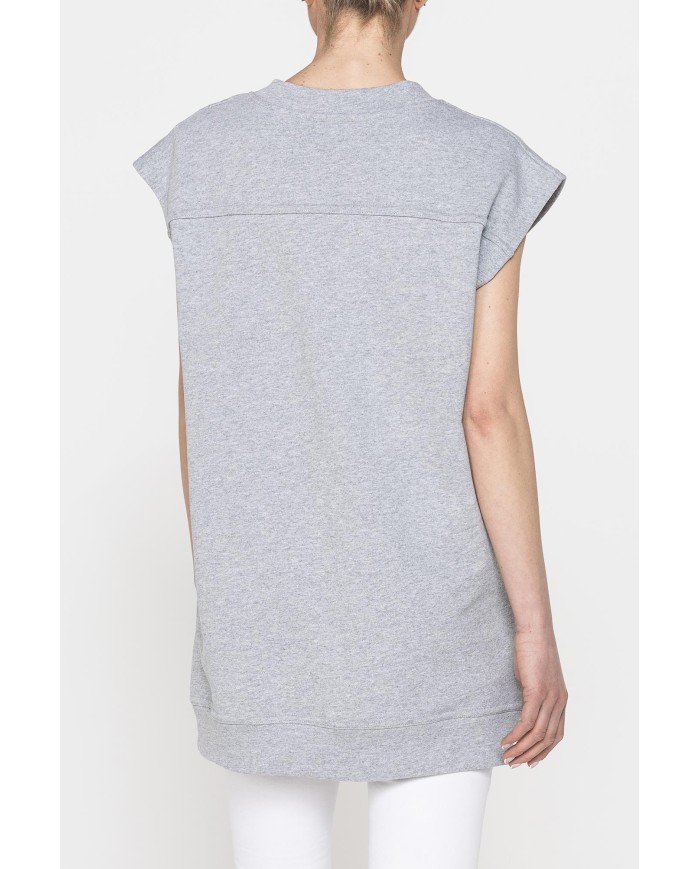 FELPA LUNGA SCOLLO V IN FRENCH TERRY DI COTONE