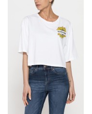 T-SHIRT CORTA GIROCOLLO CON GRAFICA A PETTO