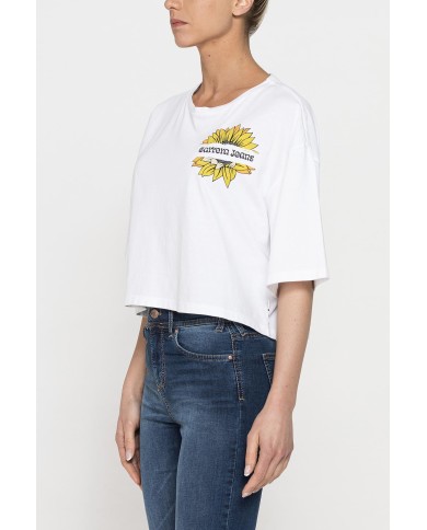 T-SHIRT CORTA GIROCOLLO CON GRAFICA A PETTO