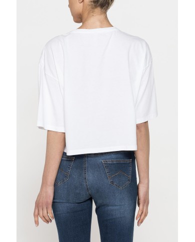 T-SHIRT CORTA GIROCOLLO CON GRAFICA A PETTO