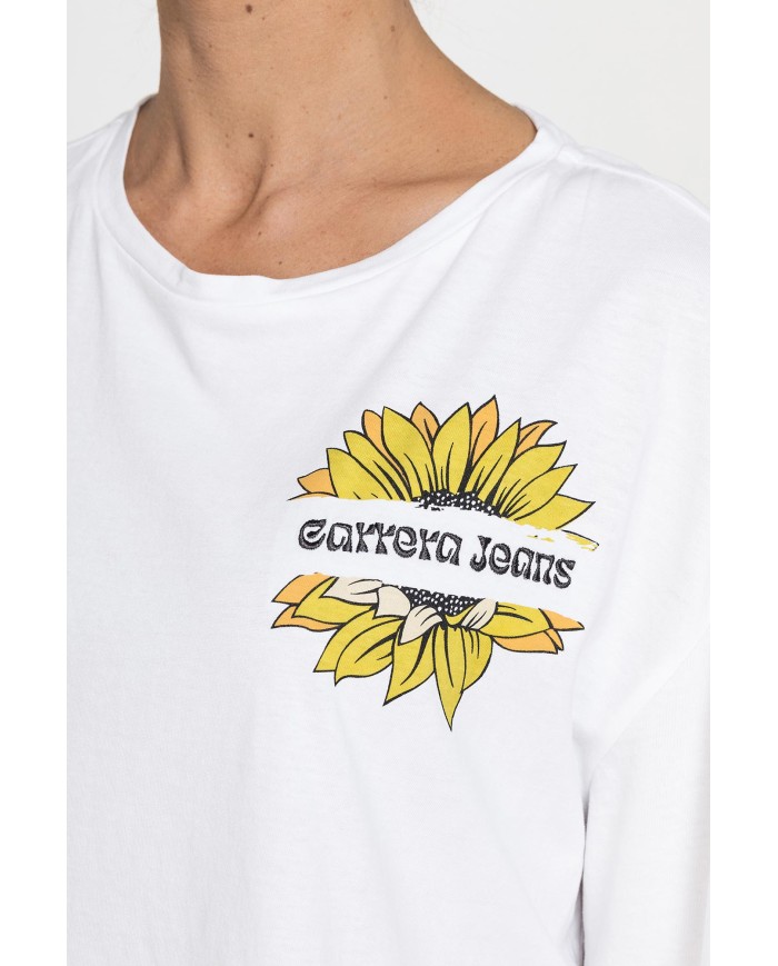 T-SHIRT CORTA GIROCOLLO CON GRAFICA A PETTO