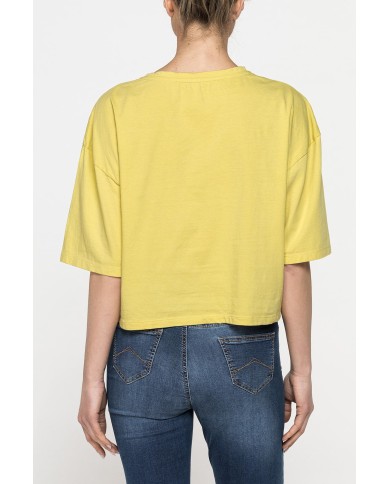 T-SHIRT CORTA GIROCOLLO CON GRAFICA A PETTO