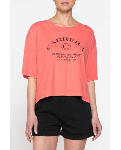 T-SHIRT CORTA GIROCOLLO CON GRAFICA A PETTO