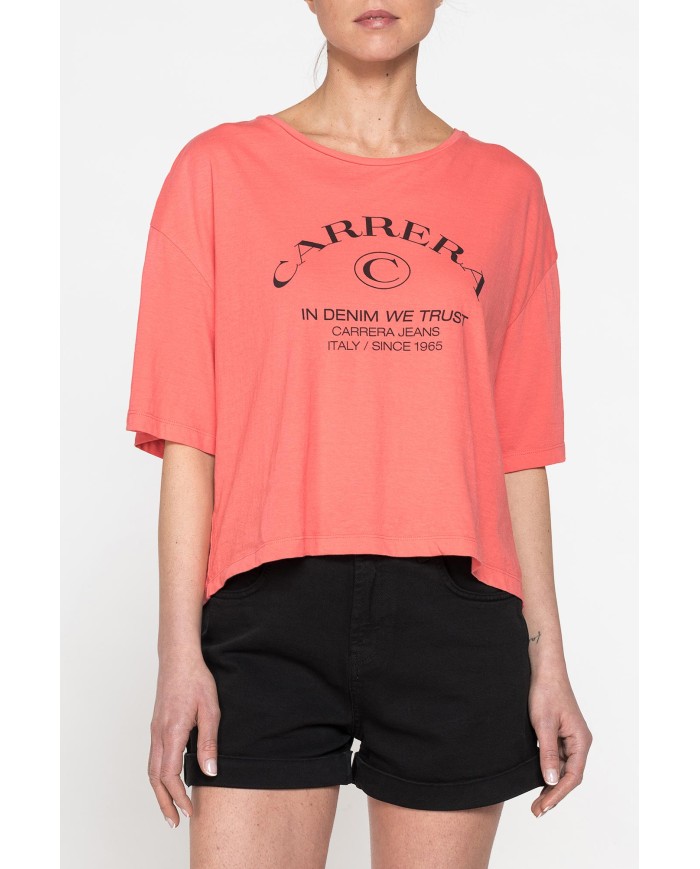 T-SHIRT CORTA GIROCOLLO CON GRAFICA A PETTO