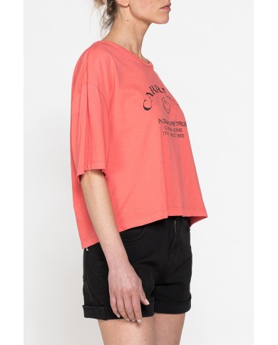 T-SHIRT CORTA GIROCOLLO CON GRAFICA A PETTO