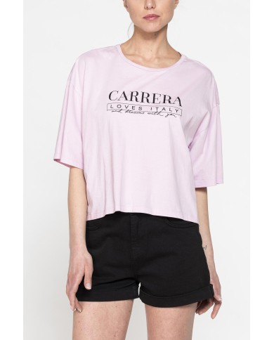 T-SHIRT CORTA GIROCOLLO CON GRAFICA A PETTO