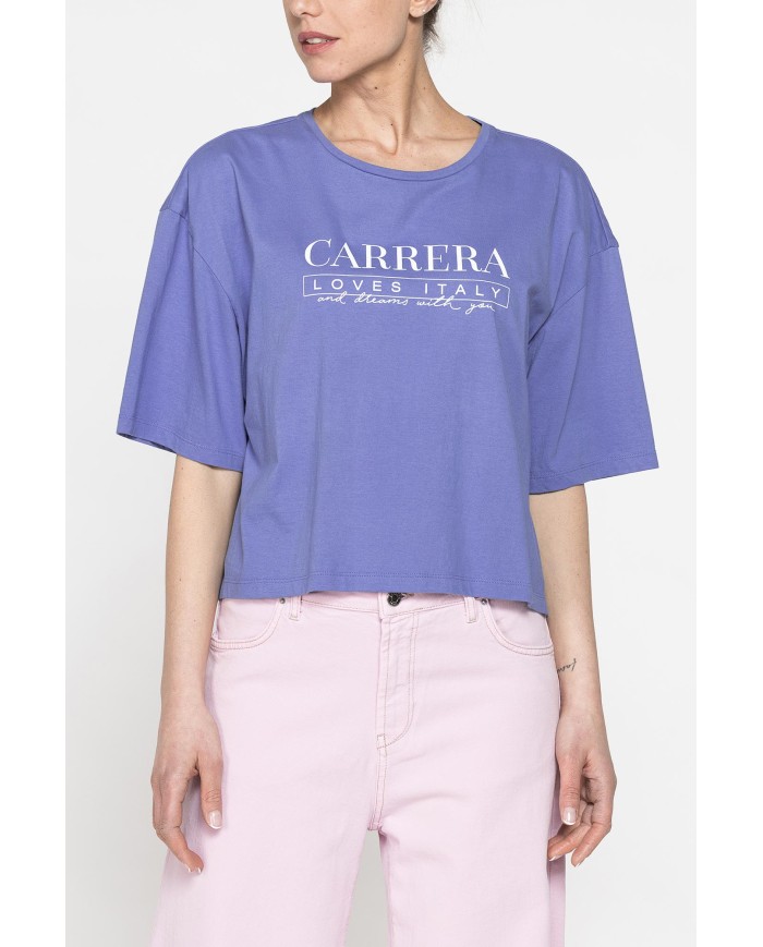 T-SHIRT CORTA GIROCOLLO CON GRAFICA A PETTO