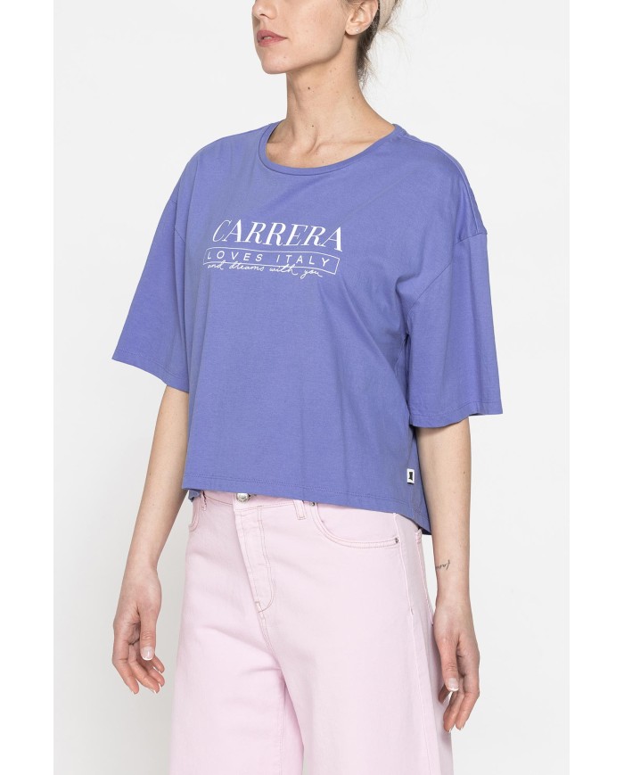 T-SHIRT CORTA GIROCOLLO CON GRAFICA A PETTO