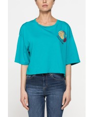 T-SHIRT CORTA GIROCOLLO CON GRAFICA A PETTO