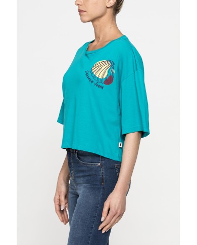 T-SHIRT CORTA GIROCOLLO CON GRAFICA A PETTO