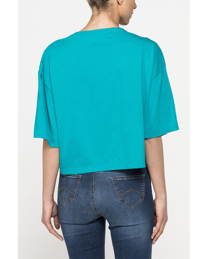 T-SHIRT CORTA GIROCOLLO CON GRAFICA A PETTO