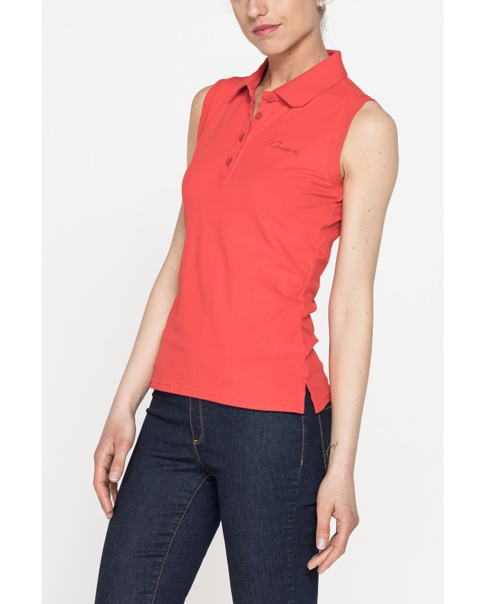 POLO SMANICATA IN PIQUET STRETCH DI COTONE