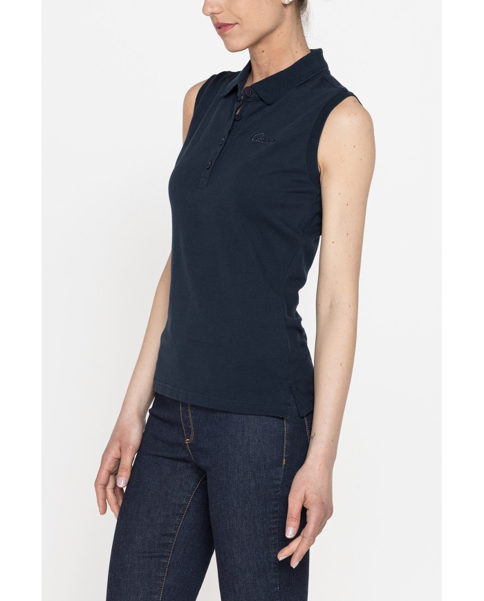 POLO SMANICATA IN PIQUET STRETCH DI COTONE