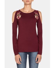 T-SHIRT COLLO BARCHETTA IN JERSEY DI VISCOSA STRETCH