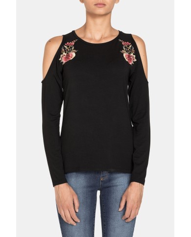 T-SHIRT COLLO BARCHETTA IN JERSEY DI VISCOSA STRETCH