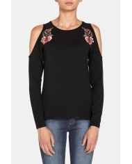 T-SHIRT COLLO BARCHETTA IN JERSEY DI VISCOSA STRETCH