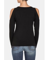 T-SHIRT COLLO BARCHETTA IN JERSEY DI VISCOSA STRETCH