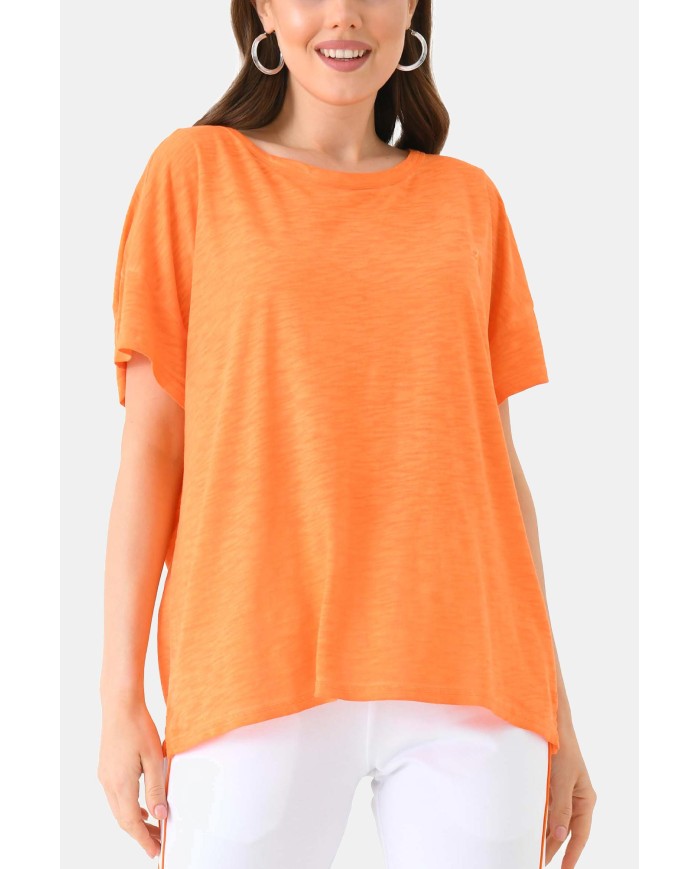 T-SHIRT SCOLLO A BARCHETTA A MANICA CORTA