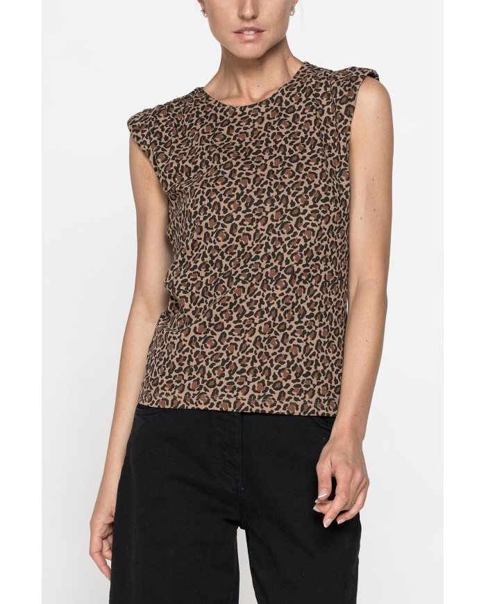 T-SHIRT STAMPATA CON SPALLE IMBOTTITE