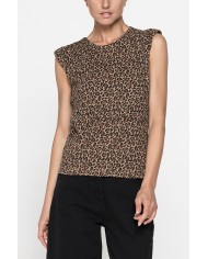 T-SHIRT STAMPATA CON SPALLE IMBOTTITE