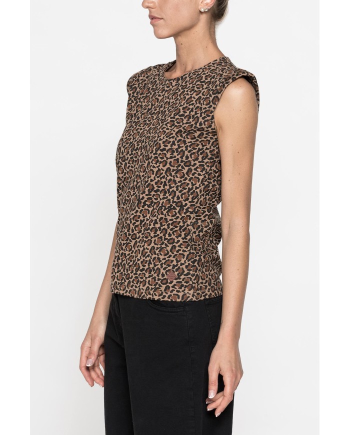 T-SHIRT STAMPATA CON SPALLE IMBOTTITE