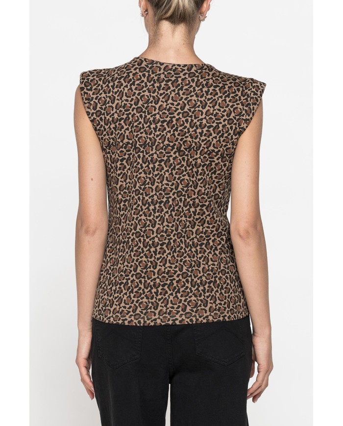 T-SHIRT STAMPATA CON SPALLE IMBOTTITE