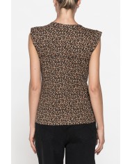 T-SHIRT STAMPATA CON SPALLE IMBOTTITE