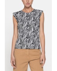 T-SHIRT STAMPATA CON SPALLE IMBOTTITE